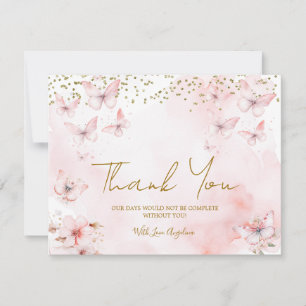 Rosa Butterfly Baby Shower - tack för ditt kort