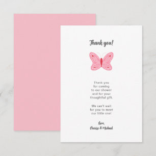 Rosa Butterfly Baby tackkort Tack Kort