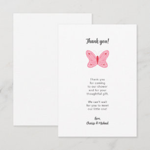 Rosa Butterfly Baby tackkort Tack Kort