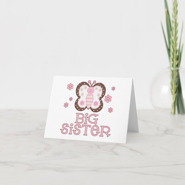 Rosa Butterfly Big Sister Blank Card Kort (Framsida)