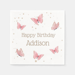 Rosa Butterfly Birthday Pappersservett