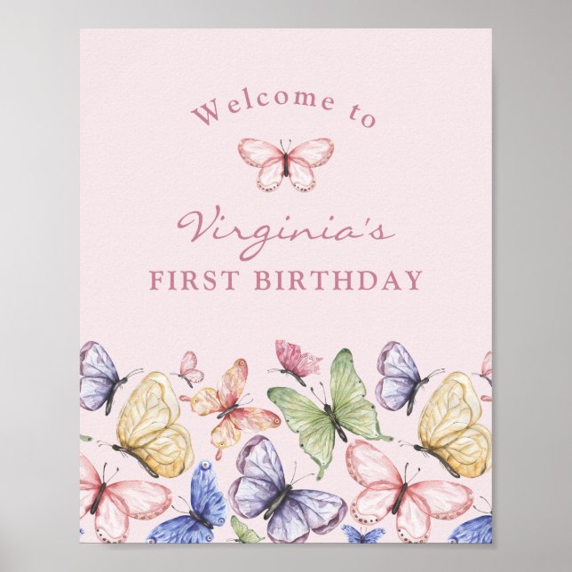 Rosa Butterfly Birthday Poster (Framsidan)