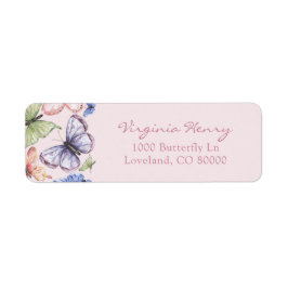 Rosa Butterfly Birthday Returadress Etikett