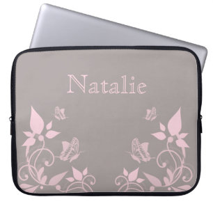 Rosa Butterfly Blommigt Electronics Sleeve