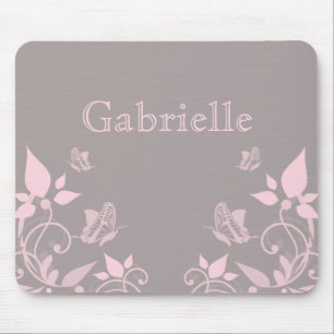 Rosa Butterfly Blommigt Mousepad Musmatta