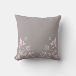 Rosa Butterfly Blommigt Pillow Kudde