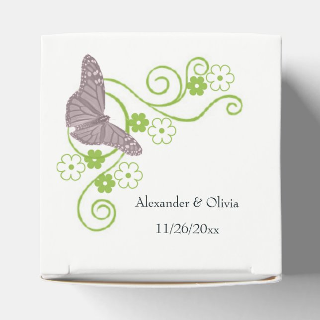 Rosa Butterfly Blommigt Wedor Favor Box Presentaskar (Överdel)