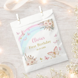 Rosa Butterfly Boho Blommigt Birthday Favag Bag