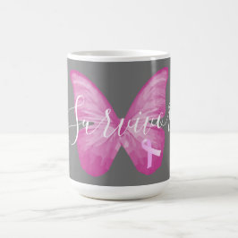 Rosa Butterfly Bröstcancer överlevande Kaffemugg