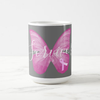 Rosa Butterfly Bröstcancer överlevande Kaffemugg