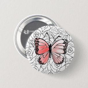Rosa Butterfly Butterfly Button Knapp