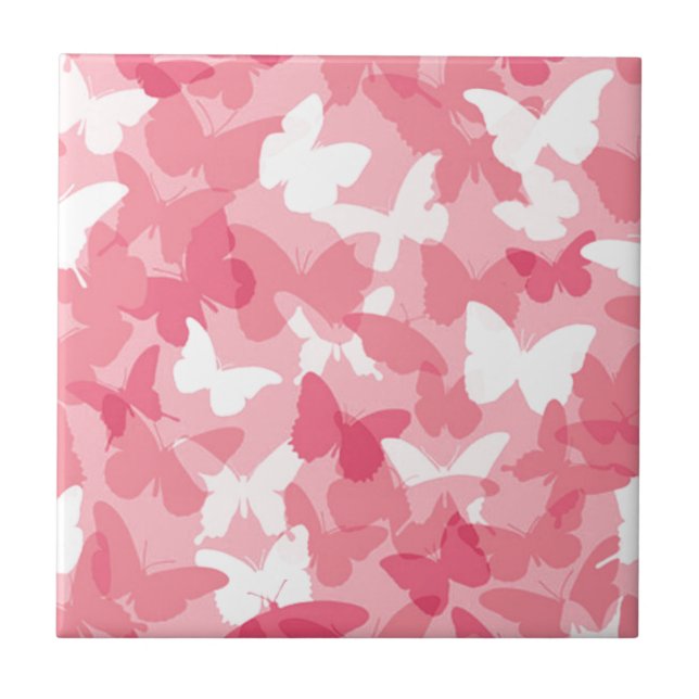 Rosa Butterfly Camouflage Kakelplatta (Framsidan)