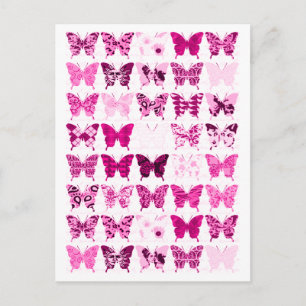 Rosa Butterfly Collage Vykort