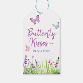 Rosa Butterfly Cute Lila Girl Baby Shower Presentetikett