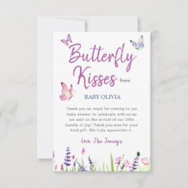 Rosa Butterfly Cute Lila Girl Baby Shower Tack Kort