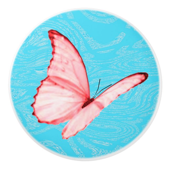 Rosa Butterfly Cyan Ceramic pull Knopp (Framsidan)