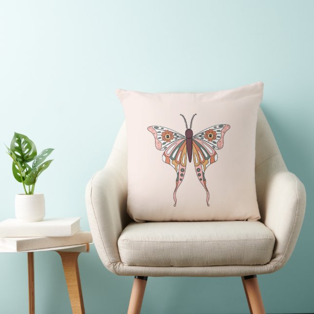 Rosa Butterfly Dekorativ kudde, Butterfly Kudde (Stol)