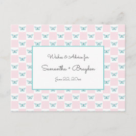 Rosa Butterfly + Dots Baby Shower Advice-kort Rådkort