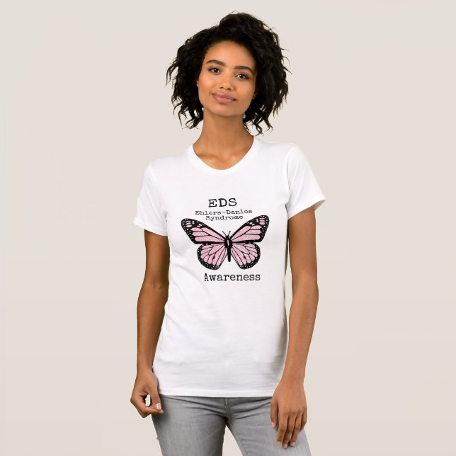 Rosa Butterfly EDS Awareness Shirt Tee Shirt (Hel framsida)