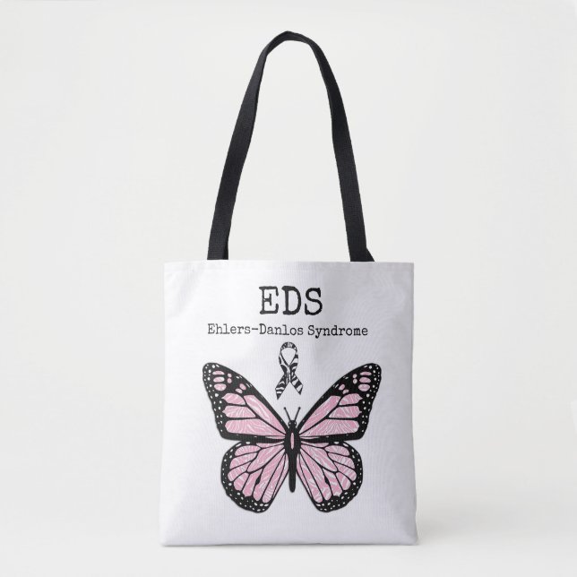 Rosa Butterfly Ehlers-Danlos syndrome EDS bag Tygkasse (Framsida)