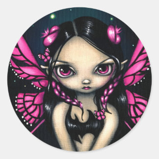 "Rosa Butterfly Fairy"-märke Runt Klistermärke