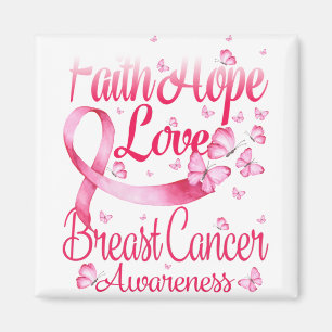Rosa Butterfly Faith Hope Kärlek Breast Cancer Magnet
