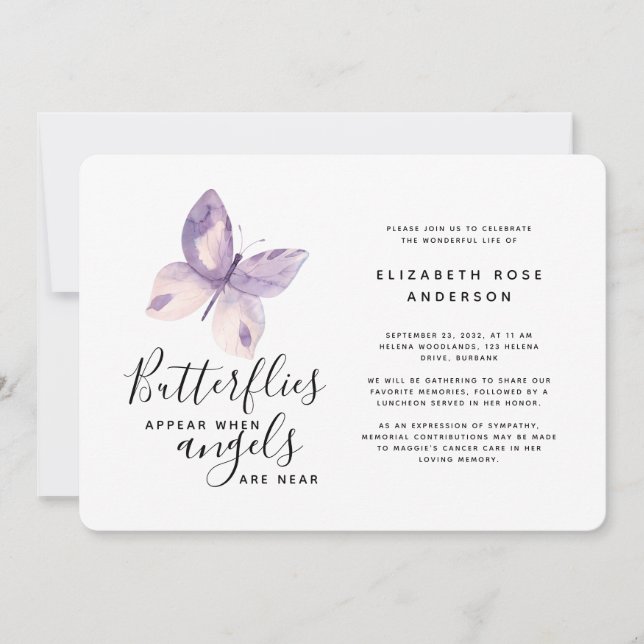 Rosa Butterfly | Firande i Life Inbjudningar (Framsida)