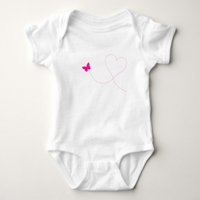 Rosa Butterfly Flies Baby Bodykostym T Shirt (Framsida)