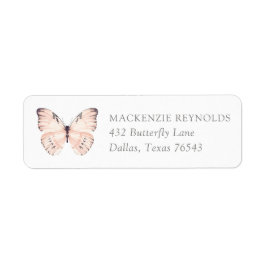 Rosa Butterfly Födelsedagsfest Returadress Etikett