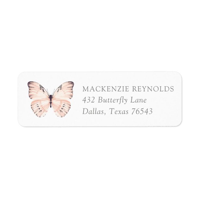 Rosa Butterfly Födelsedagsfest Returadress Returadress Etikett (Framsidan)