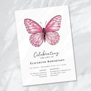 Rosa Butterfly Funeral Inbjudningar