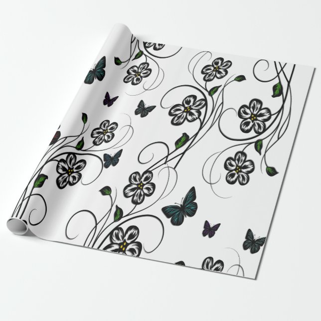Rosa Butterfly Garden Presentpapper (Utrullad)