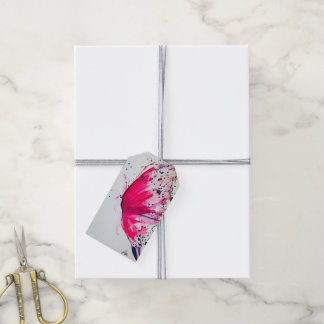Rosa Butterfly Gift Märkre Presentetikett