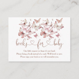 Rosa Butterfly Girl Baby Shower Bokar for Baby Tilläggskort