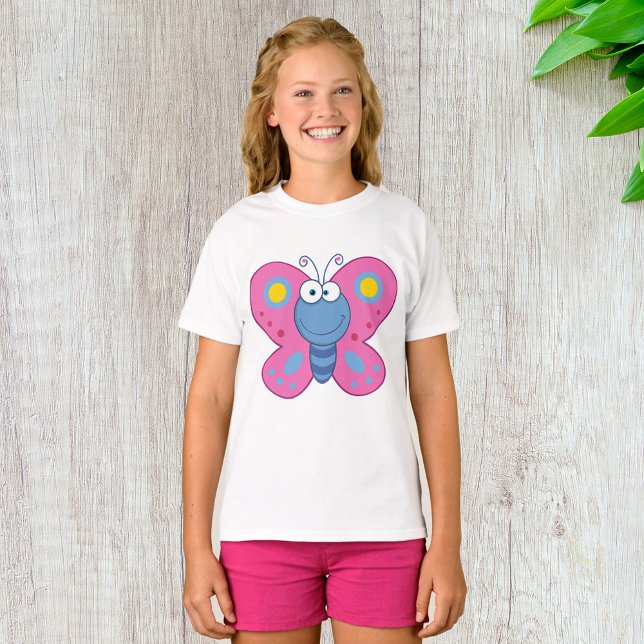 Rosa Butterfly Girls T-Shirt (Skapare uppladdad)