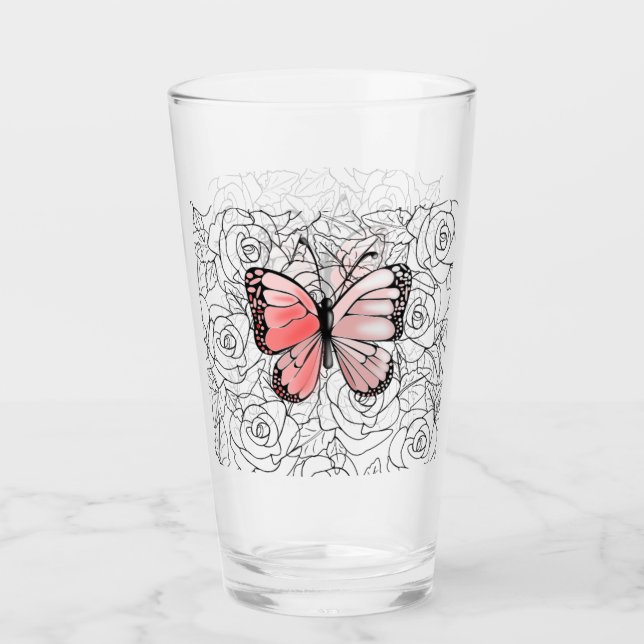 Rosa Butterfly Glas med Ro (Framsida)