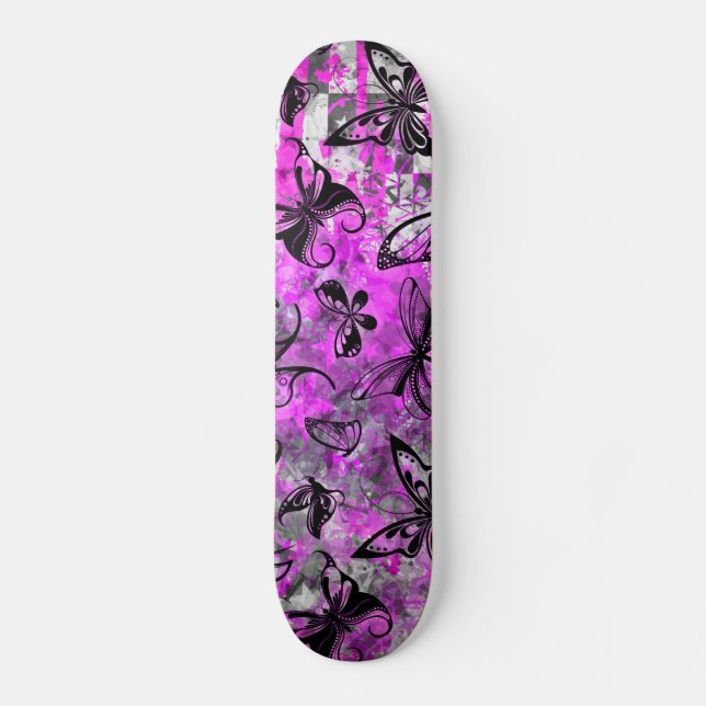 Rosa Butterfly Graffiti Skateboard (Framsida)