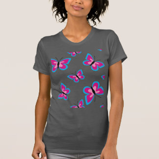 Rosa Butterfly Gräns Mönster T Shirt