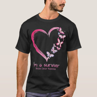 Rosa Butterfly Heart Im A Survivor Breast Cancer A T Shirt