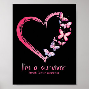 Rosa Butterfly Heart Jag är en Survivor Breast Can Poster