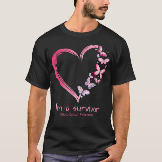 Rosa Butterfly Heart Jag är en Survivor Breast Can T Shirt