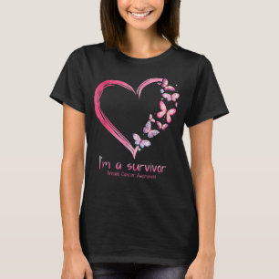 Rosa Butterfly Heart Jag är en Survivor Breast Can T Shirt