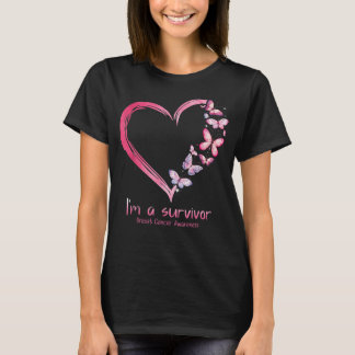 Rosa Butterfly Heart Jag är en Survivor Breast Can T Shirt