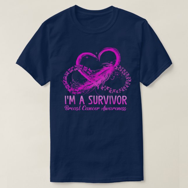 Rosa Butterfly Heart Jag är en Survivor Breast Can T Shirt (Design framsida)