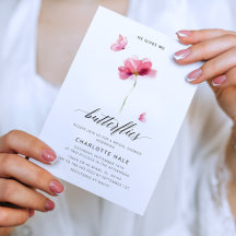 Rosa Butterfly Inbjudningskort för möhippan