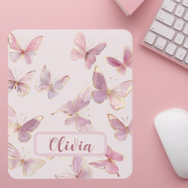 Rosa Butterfly Kids Personlig Musmatta