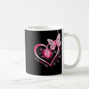 Rosa Butterfly Kor Faith Hope Kärlek Breast Cancer Kaffemugg
