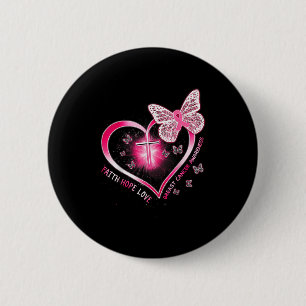 Rosa Butterfly Kor Faith Hope Kärlek Breast Cancer Knapp