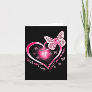 Rosa Butterfly Kor Faith Hope Kärlek Breast Cancer Kort