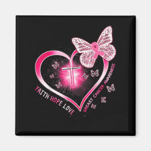 Rosa Butterfly Kor Faith Hope Kärlek Breast Cancer Magnet